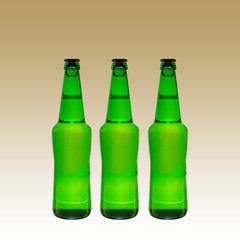 Beer bottles. Isolated on a colored background.