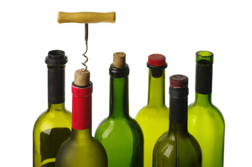 Wine bottles Isolated on white and color background. Place for your text.