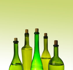 Wine bottles Isolated on white and color background. Place for your text.