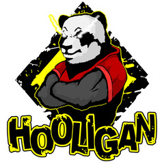 print on T-shirt "hooligan" with a panda image