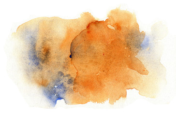 Watercolor stain, ocher and blue - 240567425