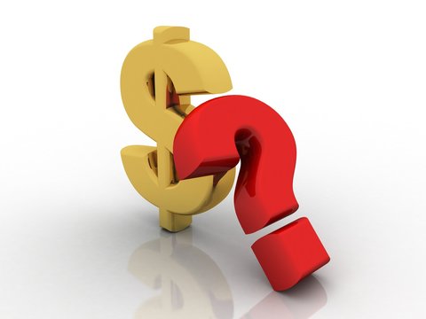 3d rendering Dollar symbol with question mark