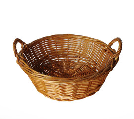 Empty wicker basket. Isolated on white
