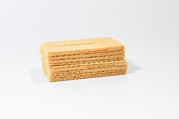 Wafer candy filled with vanilla cream on a white background