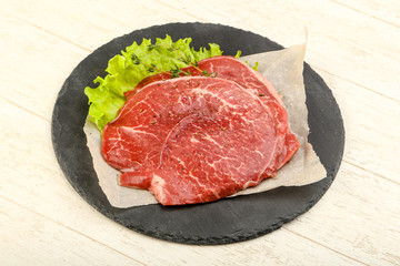 Raw beef schnitzel
