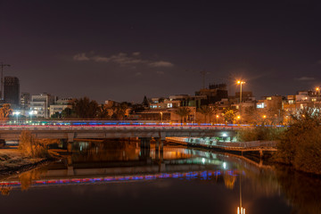 Fototapeta na wymiar Yarkon river at night, Tel Aviv, Israel