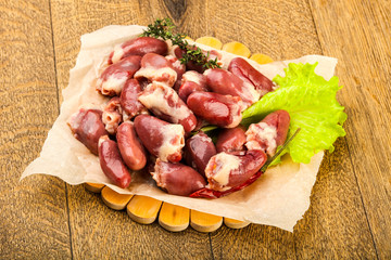 Raw chicken hearts
