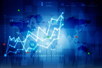 2d rendering Stock market online business concept. business Graph 