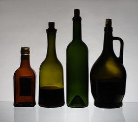 Empty wine bottles. Recycling. No alcohol!