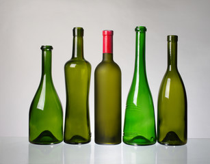 Empty wine bottles. Recycling. No alcohol!