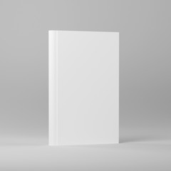 Book cover template on gray background, mockup for design, 3d illustration.