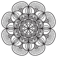 Mandala flower freehand drawing vintage style decorative pattern elements isolated on white background for abstract concepts