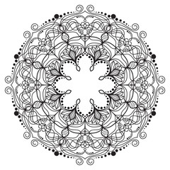 Mandala flower freehand drawing vintage style decorative pattern elements isolated on white background for abstract concepts