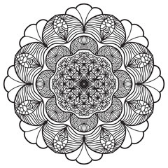 Mandala flower freehand drawing vintage style decorative pattern elements isolated on white background for abstract concepts