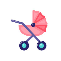 Baby carriage icon. Flat style vector illustration