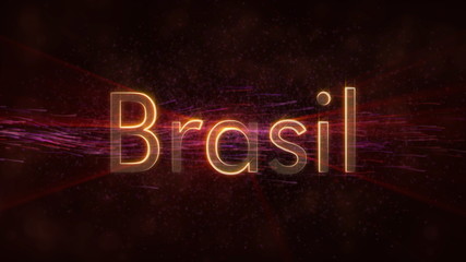 Brazil in local language Brasil - Shiny country name text