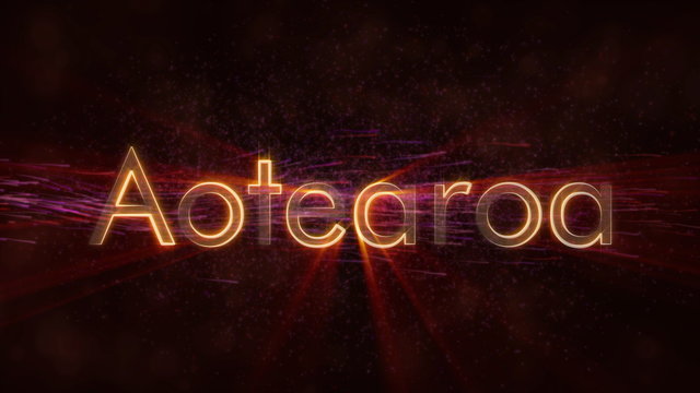 New Zealand in local language Aotearoa - Shiny country name text