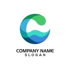 Fototapeta premium Combination of Wave with Letter G for Logo template or Graphic Resource