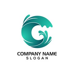 Combination of Wave with Letter G for Logo template or Graphic Resource
