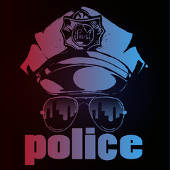 police cap, goggles policeman attributes modern eps 10