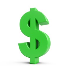 3D Rendering green Dollar Sign isolated on white background