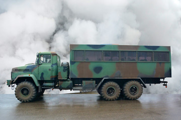 Military vehicle for transportation of soldiers.