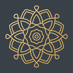 Beautiful Golden Decoration Ornament. Oriental Mandala.