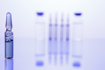 medical Vaccine vial hypodermic injection treatment disease care in hospital and prevention illness.