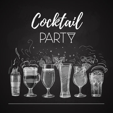 Chalk drawings. cocktail menu
