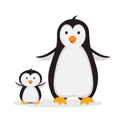  Mother penguin with baby penguin
