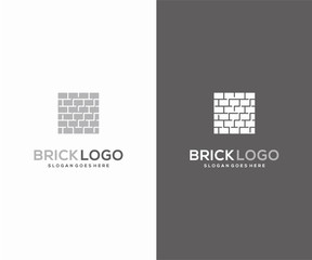 Brick logo design concept, Construction Building logo design template
