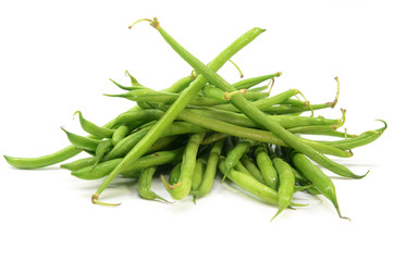 Pile of raw green baby fine beans