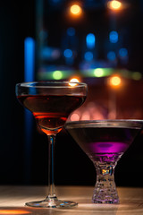 Two cocktails in bar