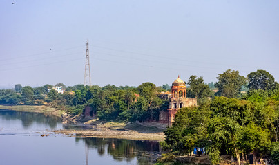 Panoramic view of Yamuna River in Agra, Uttar Pradesh, India
