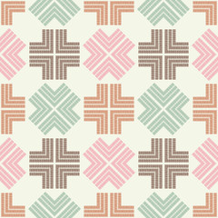 Ethnic boho seamless pattern. Shapes from strips of hand-shading. Traditional ornament. Tribal pattern. Folk motif. Can be used for wallpaper, textile, invitation card, web page background.