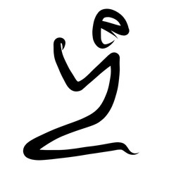 The man who prays to God, kneeling, black abstract pattern, religion