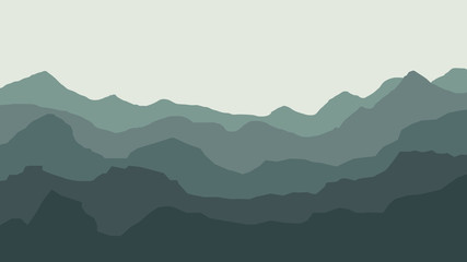 mountains silhouette template landscape. Panorama hills background
