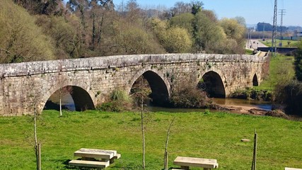Medieval bridge in Tui (Way of Santiago), Spain