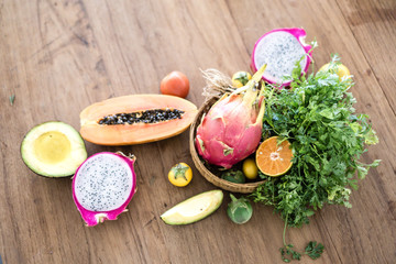 fresh vegetables and fruit on the table