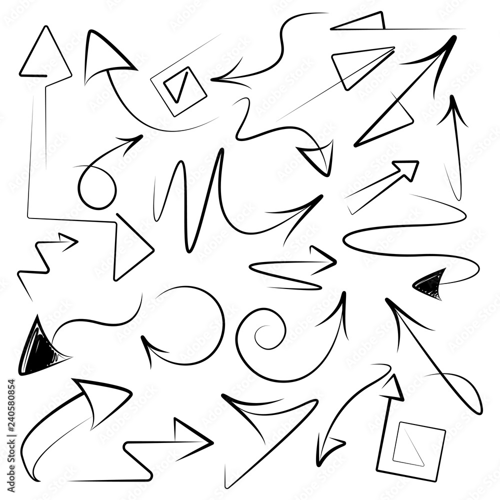 Aufkleber hand arrow set. vector abstract arrows on white background. elements of graphic design, a set of dir