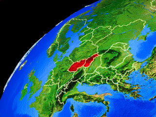Former Czechoslovakia from space. Planet Earth with country borders and extremely high detail of planet surface.
