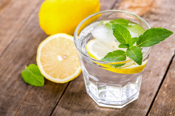 Lemon drink. Fresh lemon and mint