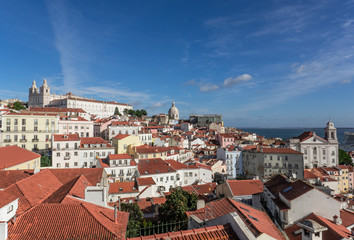 Obraz premium Lisbon - Portugal. Aerial view of the historic Alfama district from the lookout point