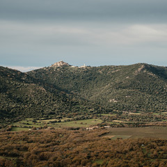 Vineyards in the valley below Sant Antonino in Corsica