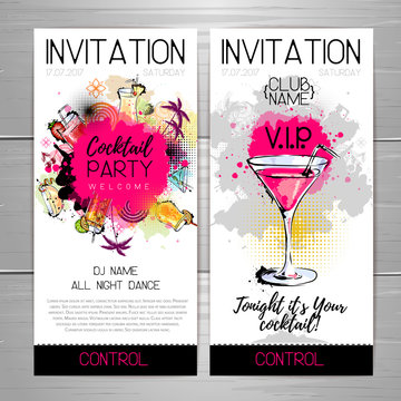 Cocktail party poster. Invitation design.