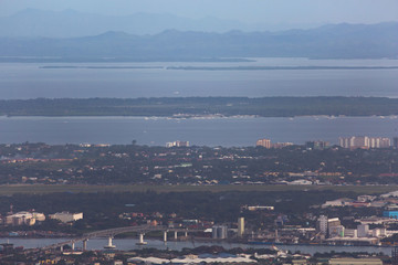 overview seightseeing point Tops Cebu City view to Cebu-Mandaue-Mactan-Olango with Mactan Bridge and Bohol in the Background