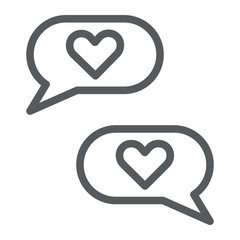 Love chat line icon, romantic and dialog, speech bubble sign, vector graphics, a linear pattern on a white background.