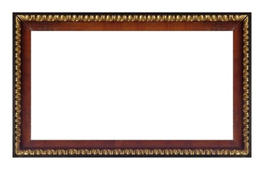 Wooden frame for paintings, mirrors or photo isolated on white background