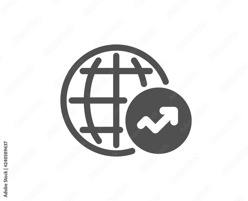 Poster world statistics icon. report chart or sales growth sign. data analysis graph symbol. quality design