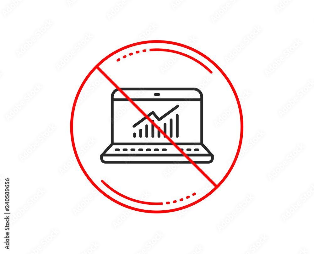 Poster no or stop sign. data analysis and statistics line icon. report graph or chart sign. computer data p